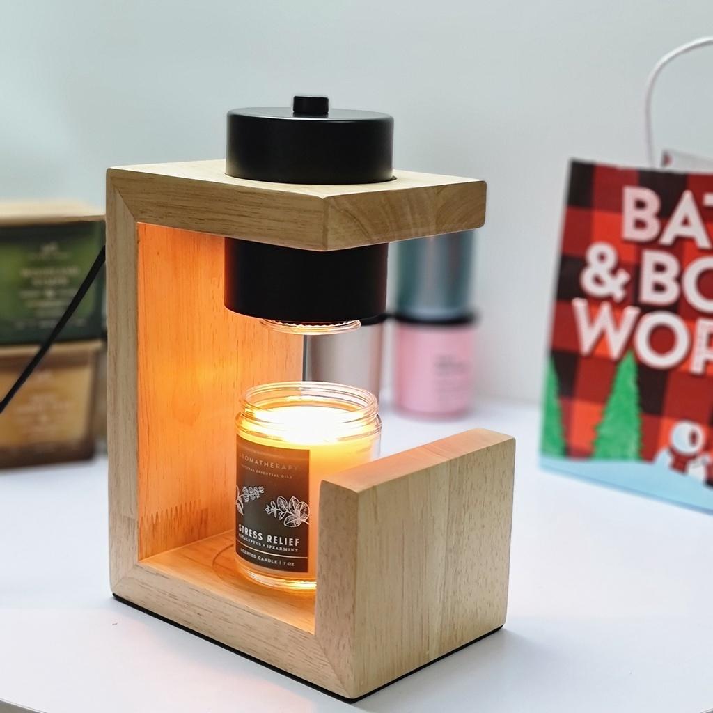 Đèn đốt nến thơm khung gỗ - Dùng cho nến BBW, Candle Cup, Yankee - Chỉnh độ sáng to nhỏ