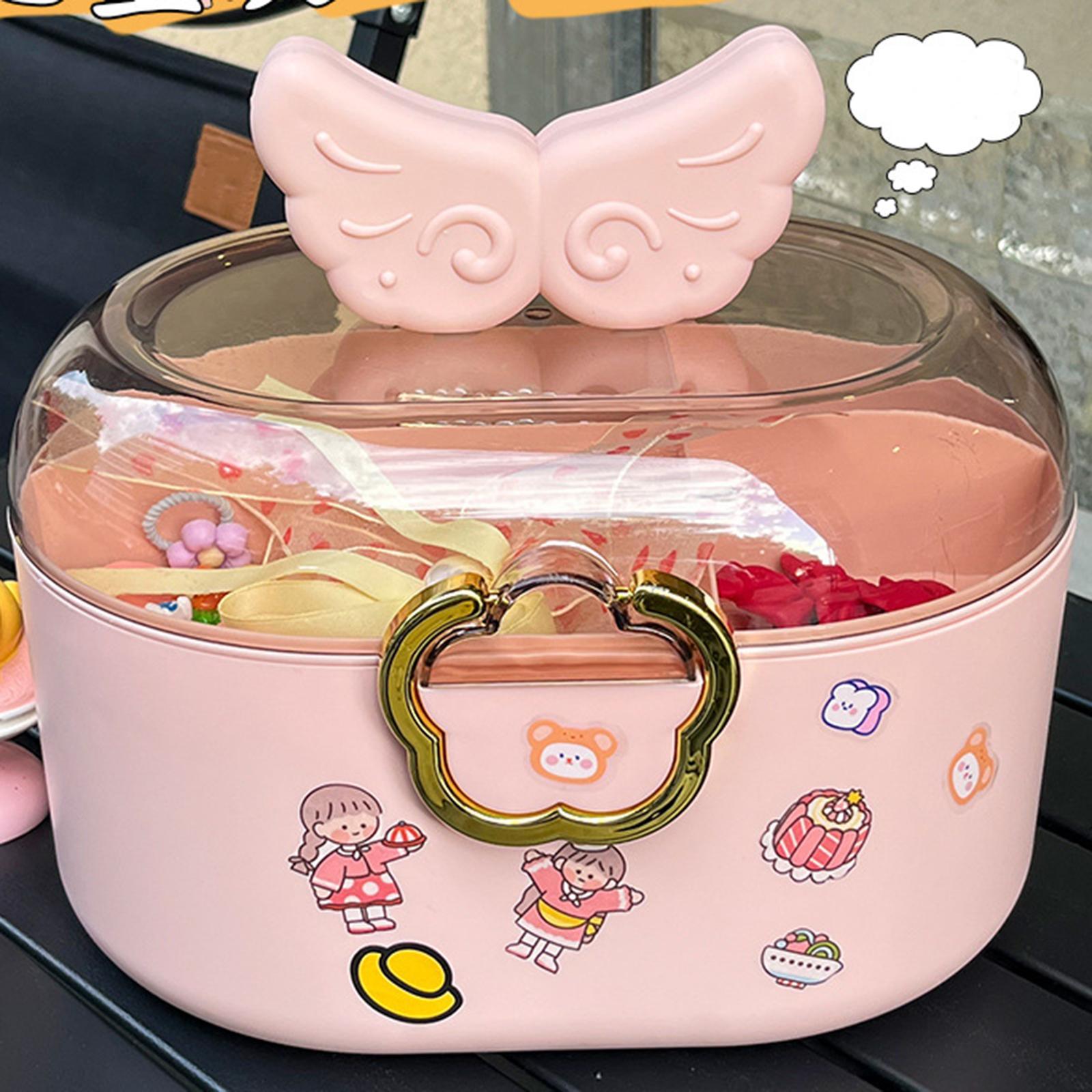 Hair Accessories Storage Box Container for Headband Earrings Hair Clips Pink