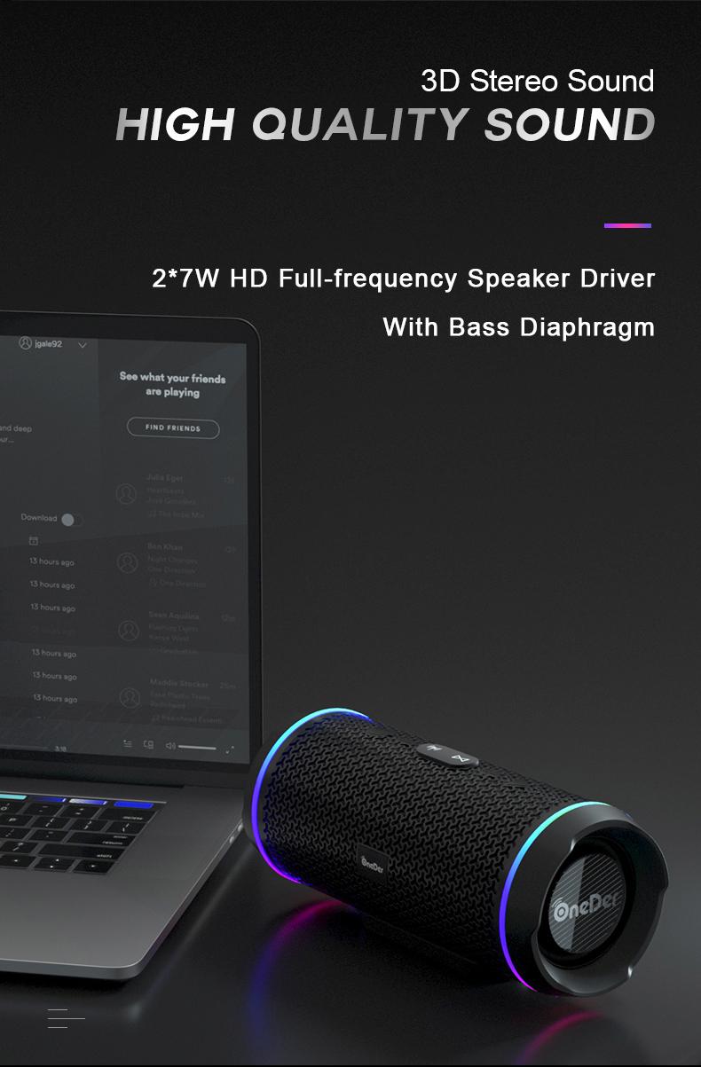 Loa Bluetooth không dây âm trầm nổi ngoài trời, Âm thanh âm thanh Hi-Fi Hi-Res không dây HiFi với đĩa U, FM, đèn LED nhiều màu sắc RGB Màu sắc: Oneder v10-black