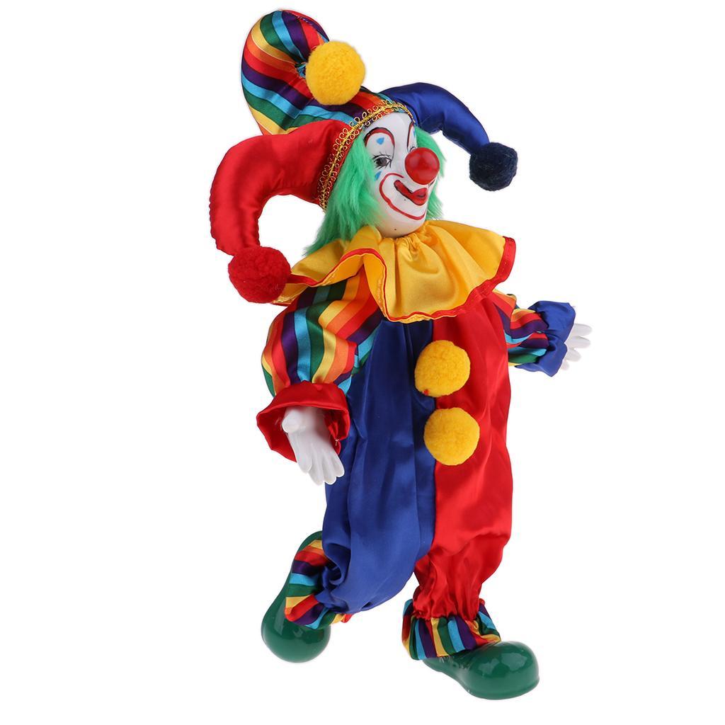 38cm Vintage Hand Painted Porcelain Clown Doll Ceramic Dolls Decoration #1
