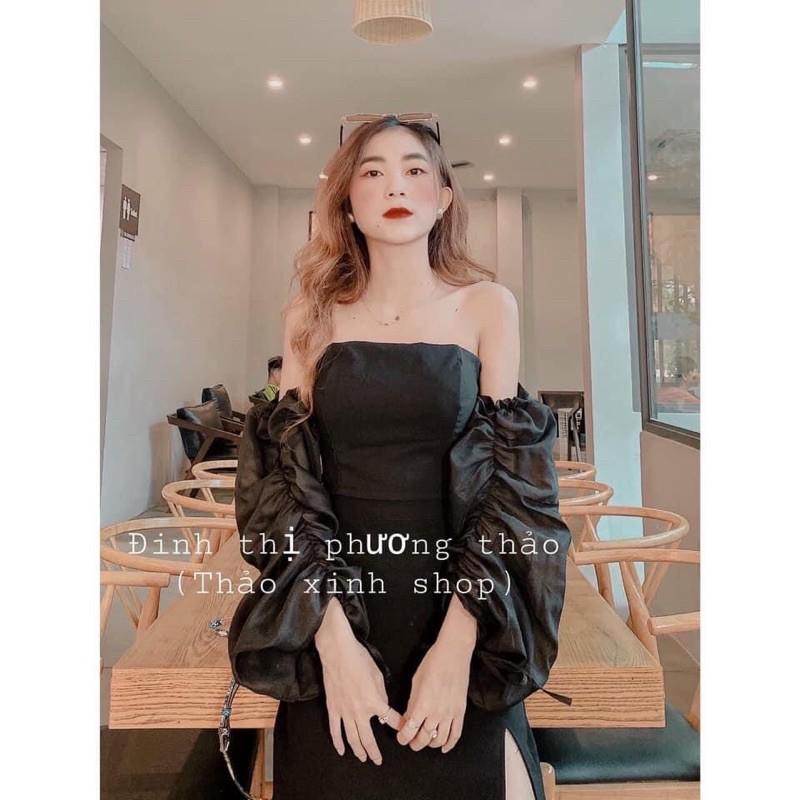 HOT HIT ÁO TRỄ VAI TAY PHỒNG CÚP NGỰC SẴN TRẮNG-ĐEN