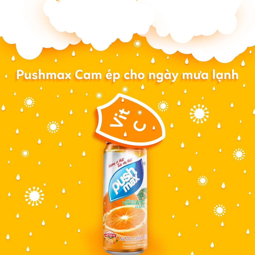 Lốc 6 Lon Cam Ép Pushmax Hương Vị Tự Nhiên