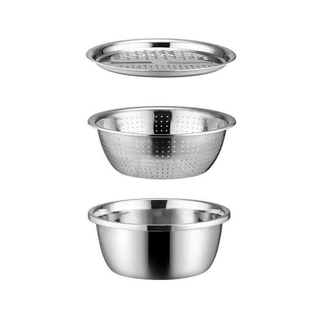 Set chậu rổ và đĩa nạo rau củ inox