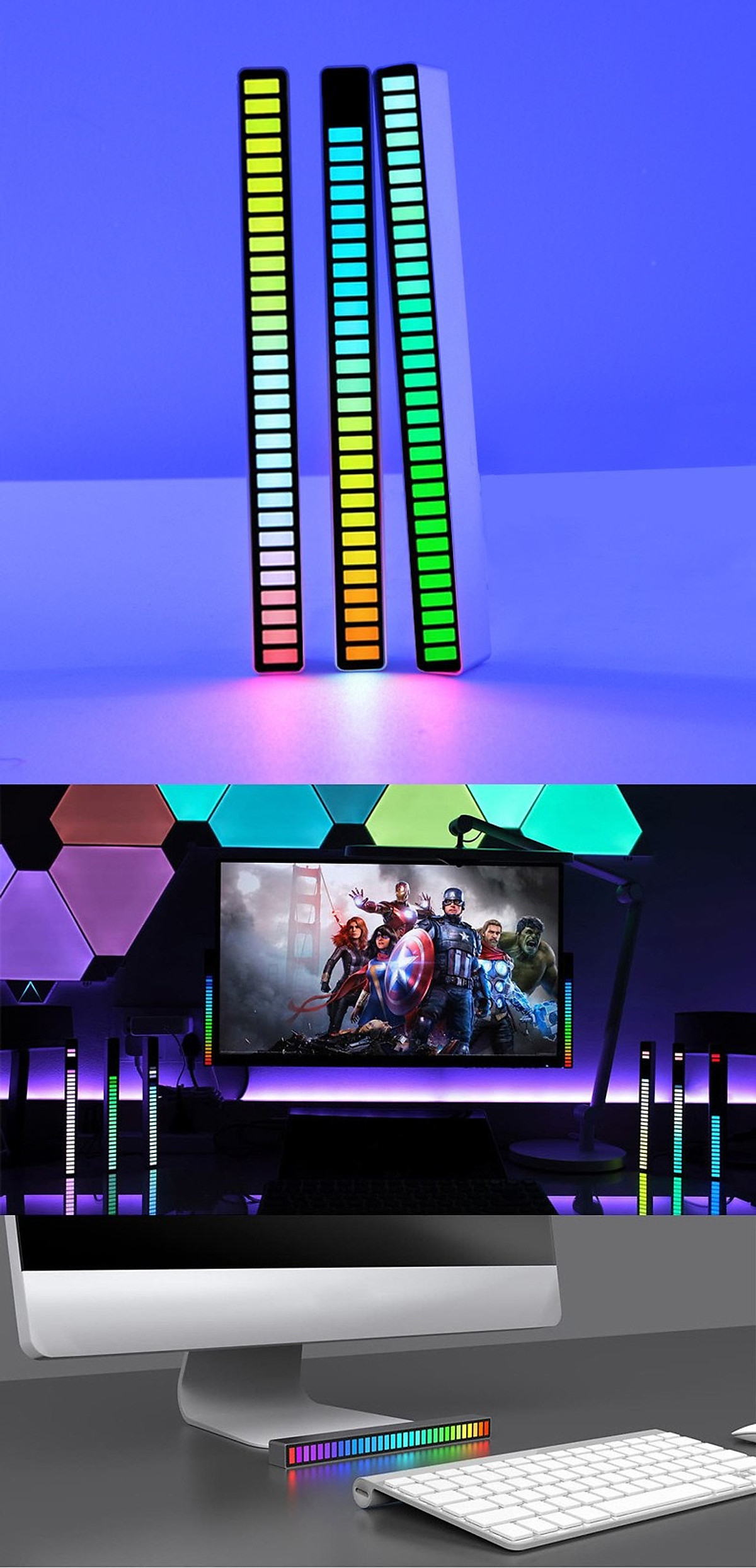 Thanh đèn led nháy RGB MÀU TRẮNG cảm biến âm thanh - đèn nháy theo nhạc , đèn LED sân khấu trang trí,decor phòng cảm biến âm thanh