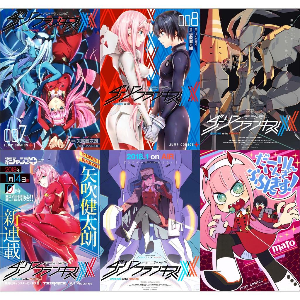 Bộ 6 Áp phích - Poster Anime Darling in the Franxx - Chiến trận người máy - A3, A4, A5