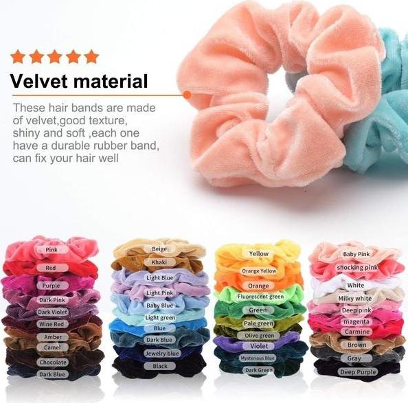 50 Cái Lông Nhung Scrunchies Thun Tóc Mềm Bobble Dây Buộc Tóc
