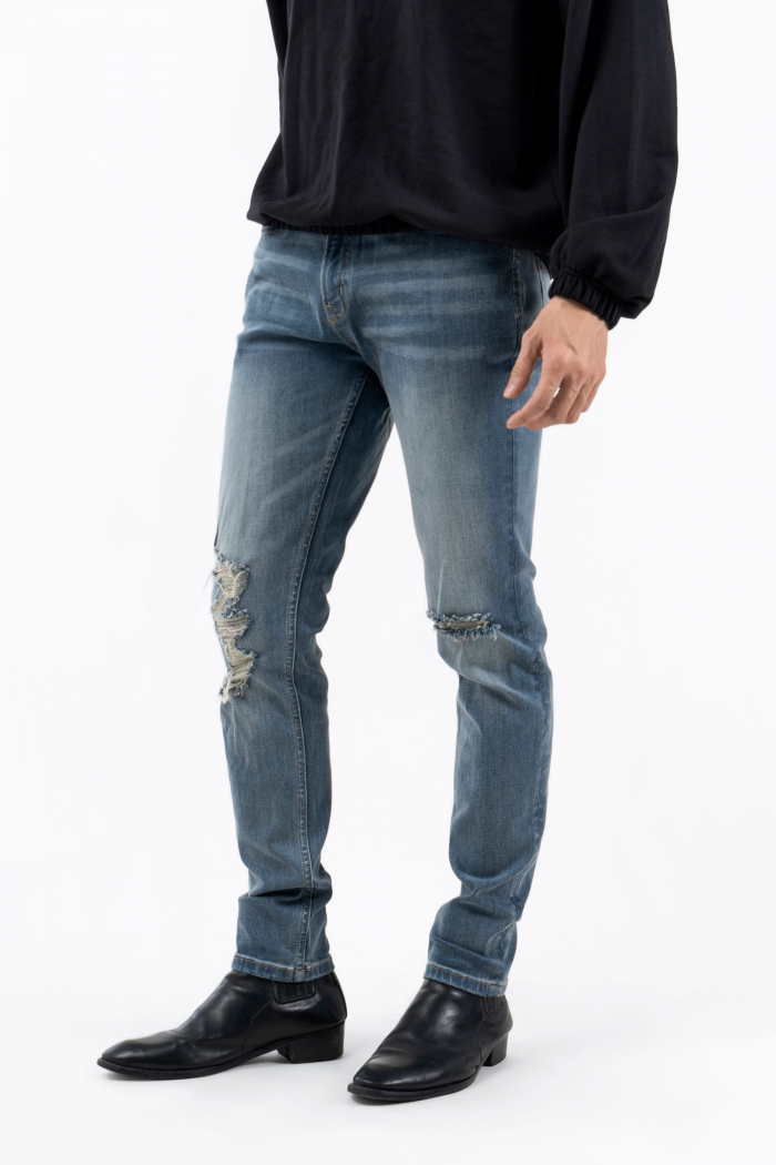 Quần Jean Nam ROUTINE wash Rách Form Slim - 10F22DPA013 | LASTORE MENSWEAR
