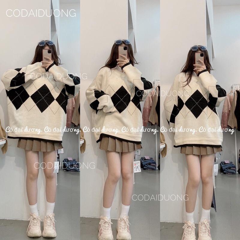 Áo len cổ tròn trám