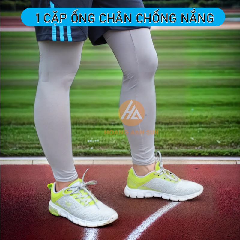 Ống chân chống nắng chạy bộ đạp xe cho nam nữ, vải mềm mịn, co giãn, thoáng khí, chống bụi, không tụt, không bai xù - màu Xám