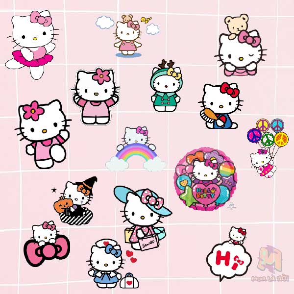 Miếng Dán Stickers chủ đề Hello Kitty