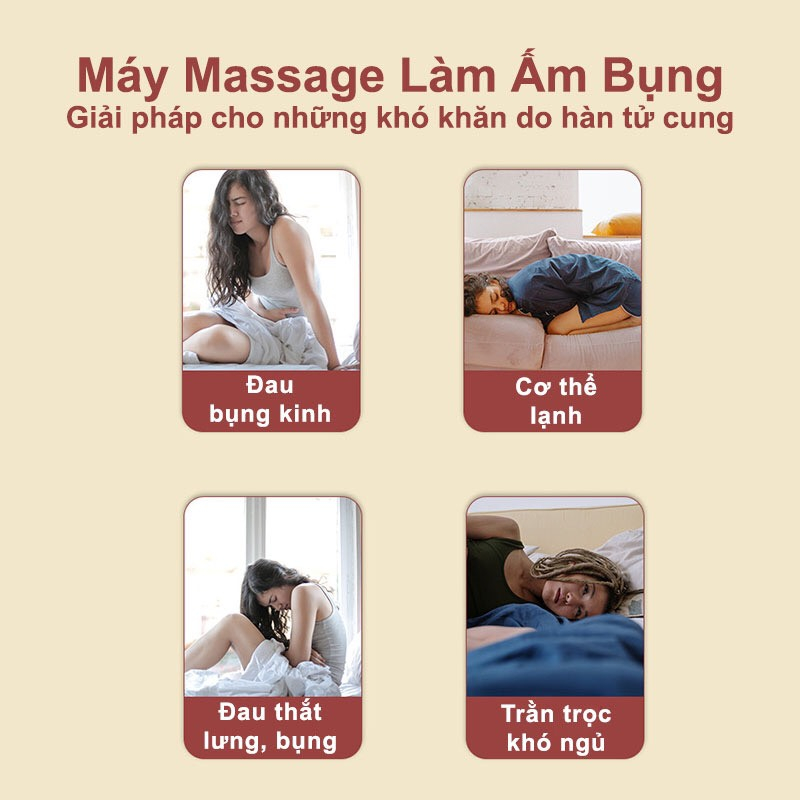 Đai chườm nóng và massage bụng giảm đau bụng kinh nguyệt cho nữ đến kì với 3 mức độ nóng cực nhanh và massage  tiện lợi, Thời Lượng Pin Dài Mới Nhất 2024
