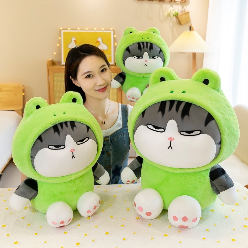 Gấu Bông Mèo Hoàng Thượng Cosplay Thỏ Hồng, Panda, Ếch Xanh, Pikachu, Stitch Siêu Cưng (20cm---&gt;80cm) Hàng Xịn Cao Cấp Loại 1, An Toàn Cho Người Sử Dụng (Tặng Kèm 1 Ví Da 12 Ngăn Đựng Thẻ Atm, Cccd)