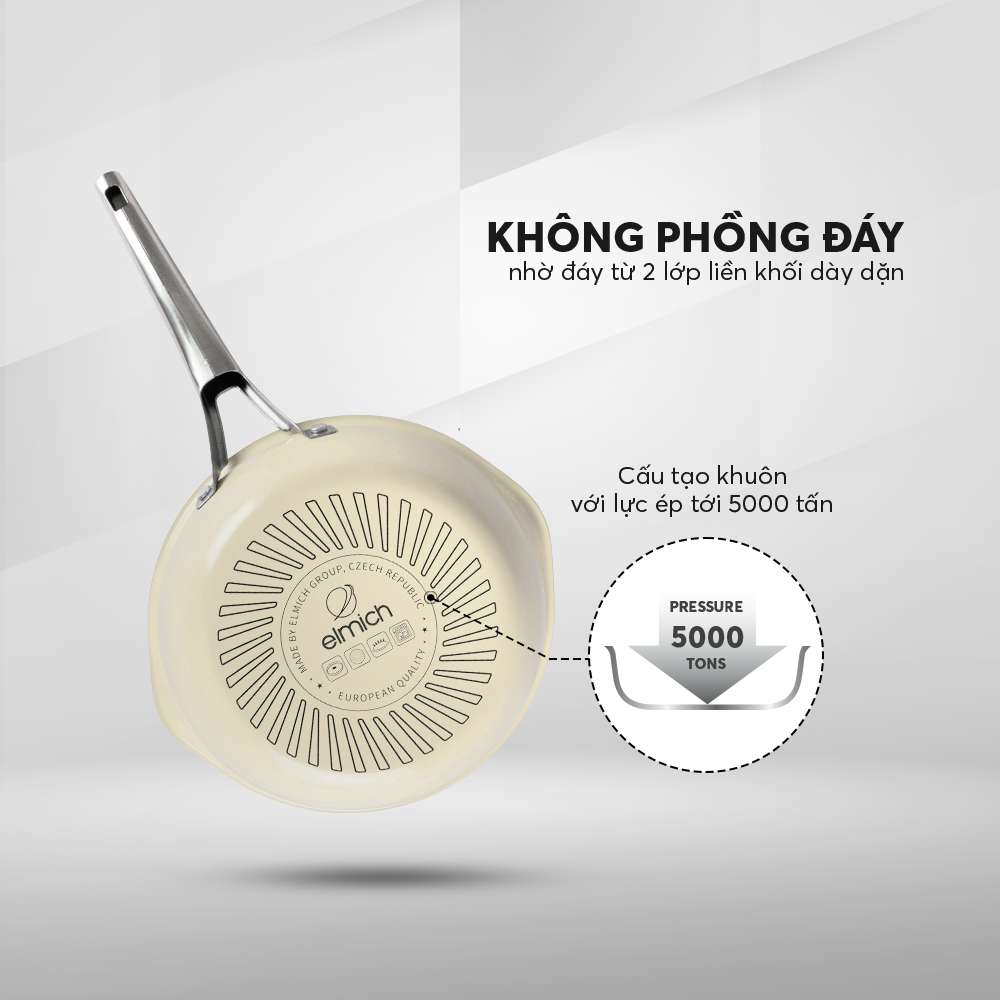 Chảo Xào Rán Chống Dính Inox 304 Liền Đáy Elmich Hera 8225 20cm/8226 24cm/8227 26cm/8228 28cm