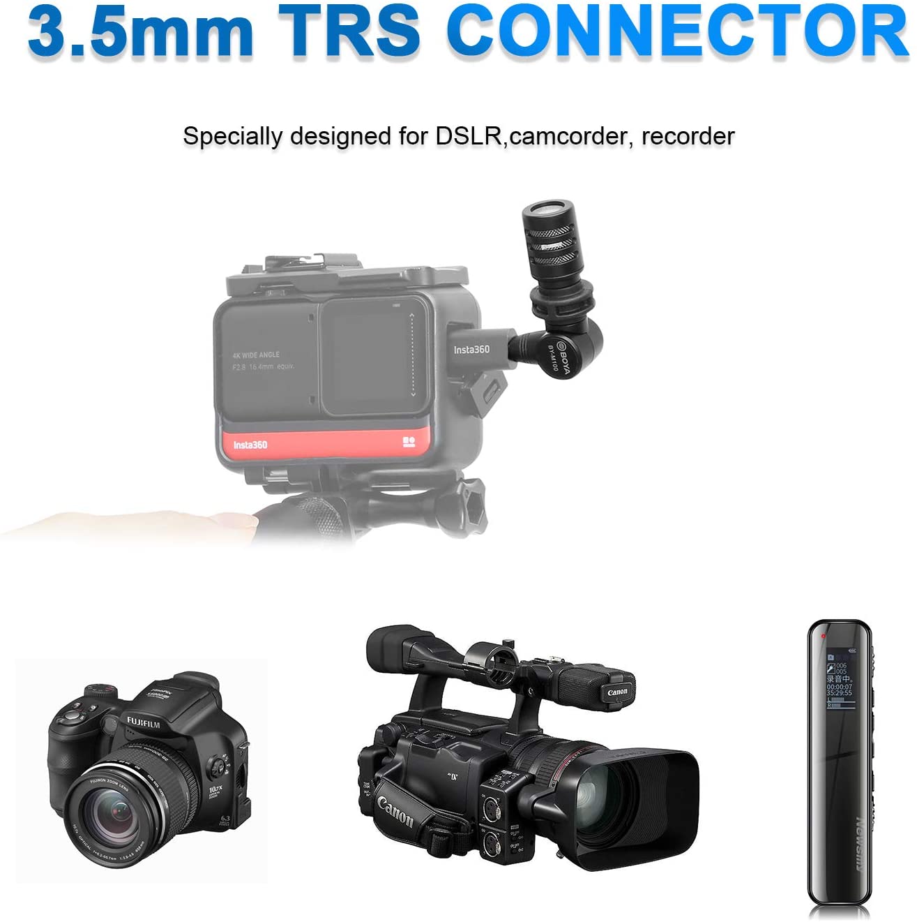 BOYA M100, Micro Thu Âm Mini Dành Cho Máy Ảnh DSLR, Camcorder, Recorder - Hàng Chính Hãng