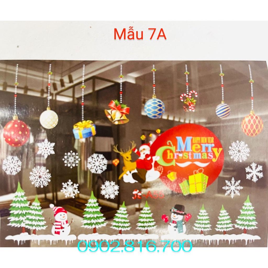 Decan - hình dán dán tường - dán kiếng - dán cửa hình cây thông - ông già noel - người tuyết trang trí noel - giáng sinh