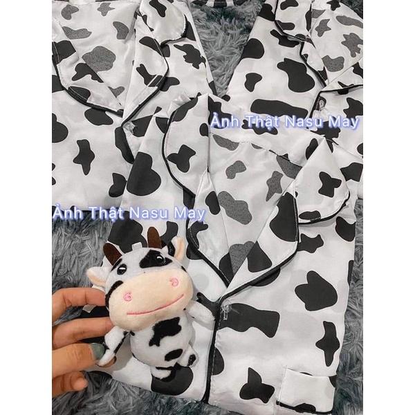 BỘ NGỦ PIJAMA NỮ BỘ MẶC NHÀ BÒ SỮA XANH