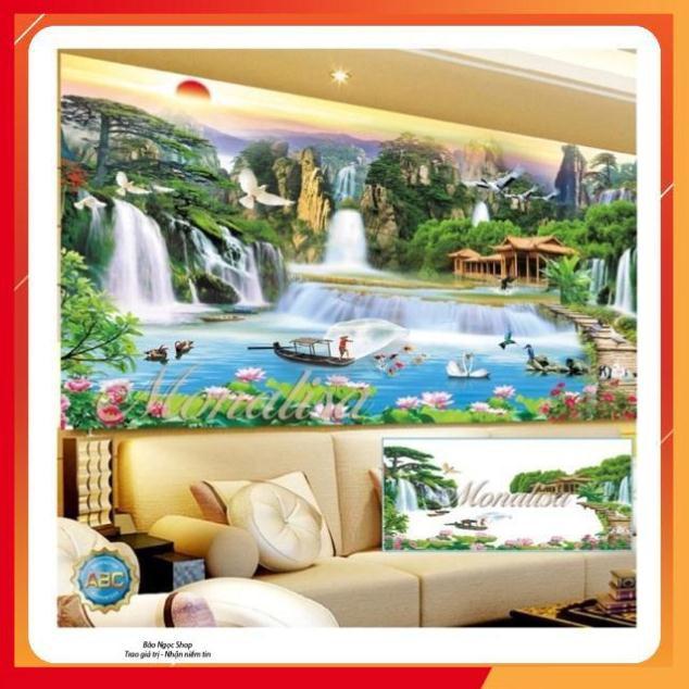 Tranh đính đá phong cảnh Thiên nhiên giao hoà 160x75cm