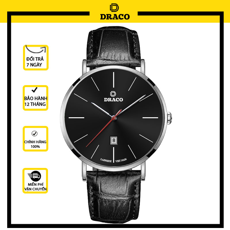 Đồng Hồ Nam DRACO D21-ST02 “Classic Boy” Đen Da Đen