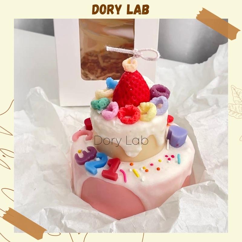 Nến Thơm Bánh Sinh Nhật 2 Tầng Size 10cm Trang Trí Theo Yêu Cầu, Quà Tặng Ý Nghĩa - Dory Lab