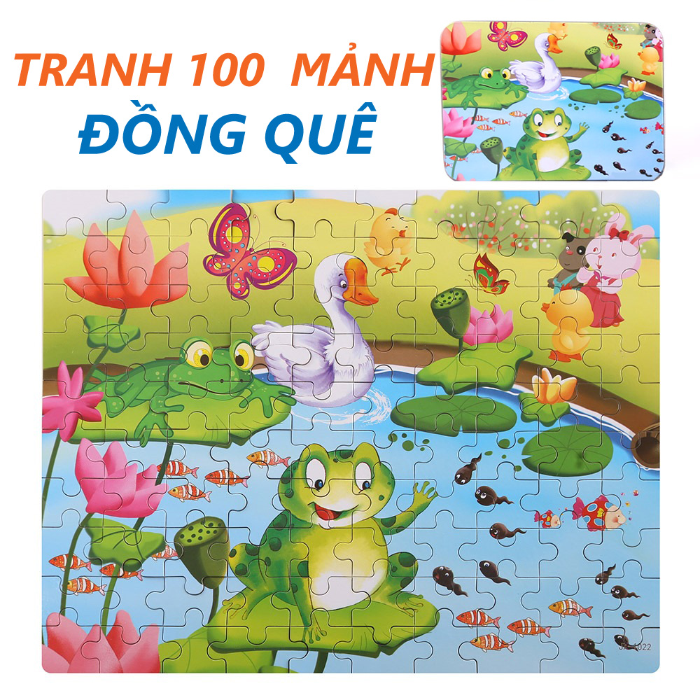 Tranh ghép gỗ 100 mảnh hộp sắt - Thú rừng hoang dã - The Animals