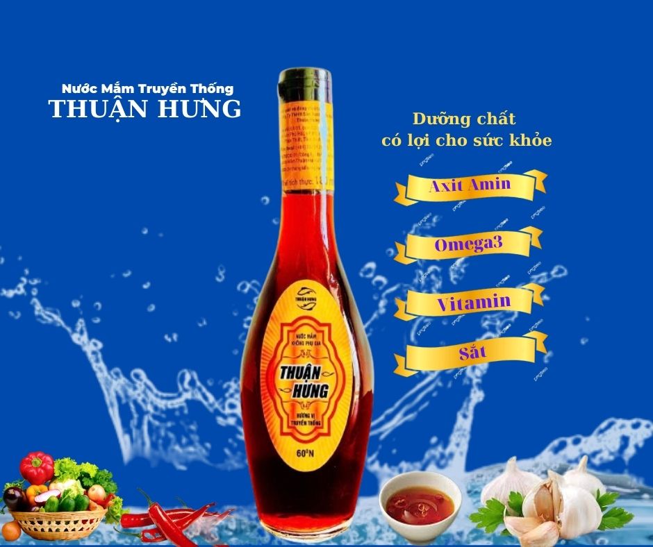 NƯỚC MẮM PHAN THIẾT CHAI THỦY TINH - THUẬN HƯNG 60 ĐỘ ĐẠM/ 1 THÙNG 20 CHAI 180ML