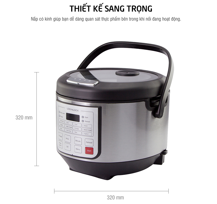 Nồi Cơm Điện Tử Lock&Lock EJR151 - Đen - Hàng chính hãng