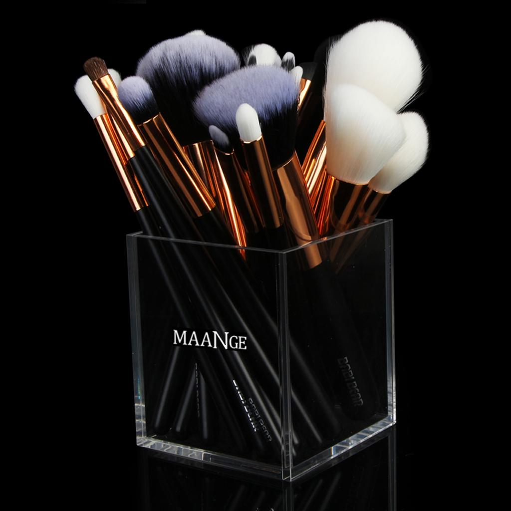 2pcs Clear Makeup Brush Holder Countertop Cosmetic Organizer Pencil Storage