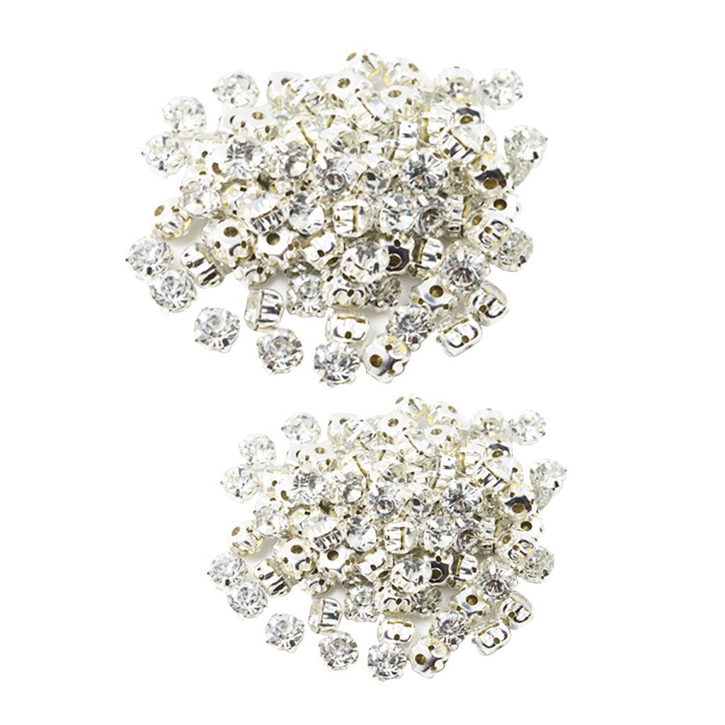 Prettyia 200pcs Sew On Crystals Rhinestone Faceted Beads Embellishment 7mm