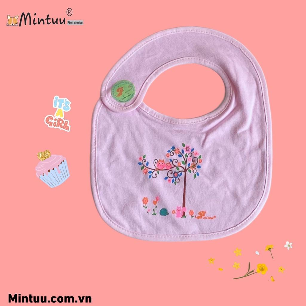 Set 2 yếm ăn dặm cho bé sơ sinh dán vai chống thấm lót nilong thương hiệu Mintuu, chất liệu vải 100% cotton
