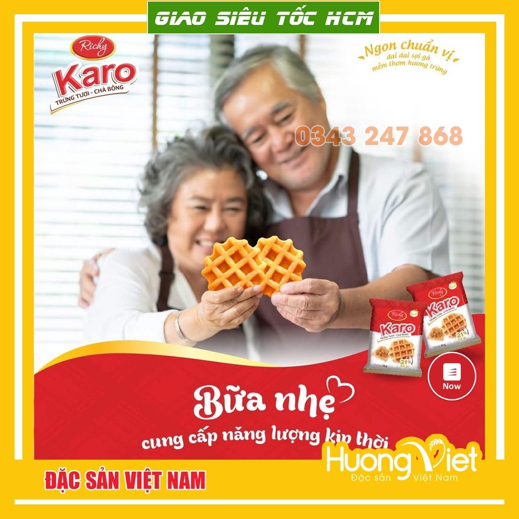 Bánh Karo Richy trứng tươi chà bông sợi gà túi 156g (6 gói x 26g) , bánh trứng tươi karo mềm ngon, bánh caro