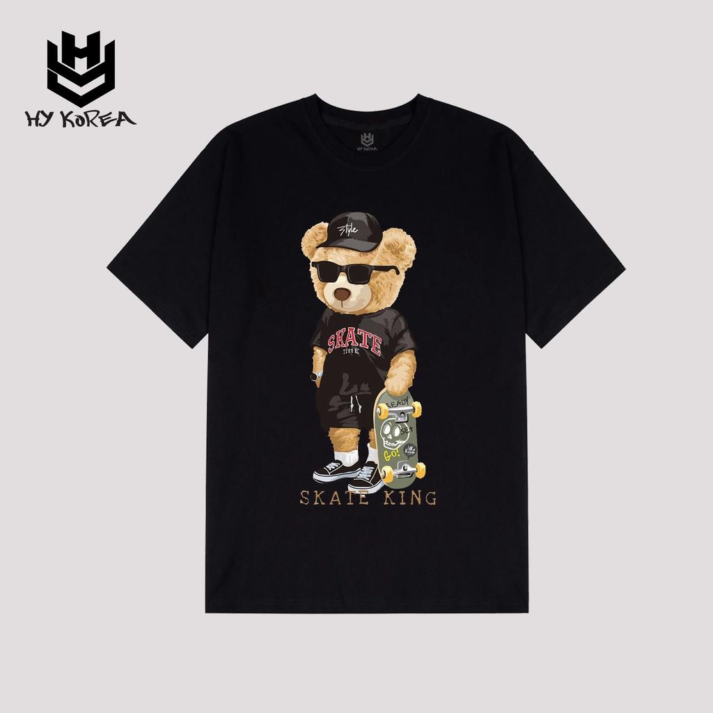 Áo Thun Tay Lỡ HY Korea In Hình Gấu Skate King 11.