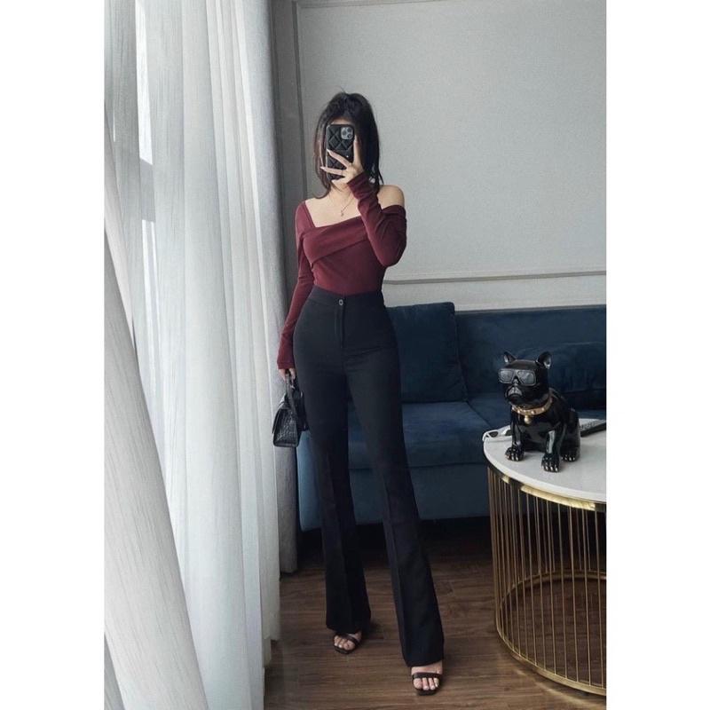 Quần ống loe nữ công sở, quần ống loe nữ chất tuyết mưa, quần ống loe lưng cao nữ.