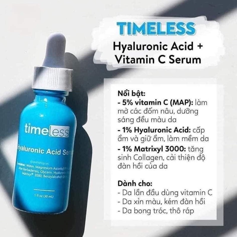 Serum Time less HA + Vitamin C Cấp Ẩm, Làm Sáng Da 30ml