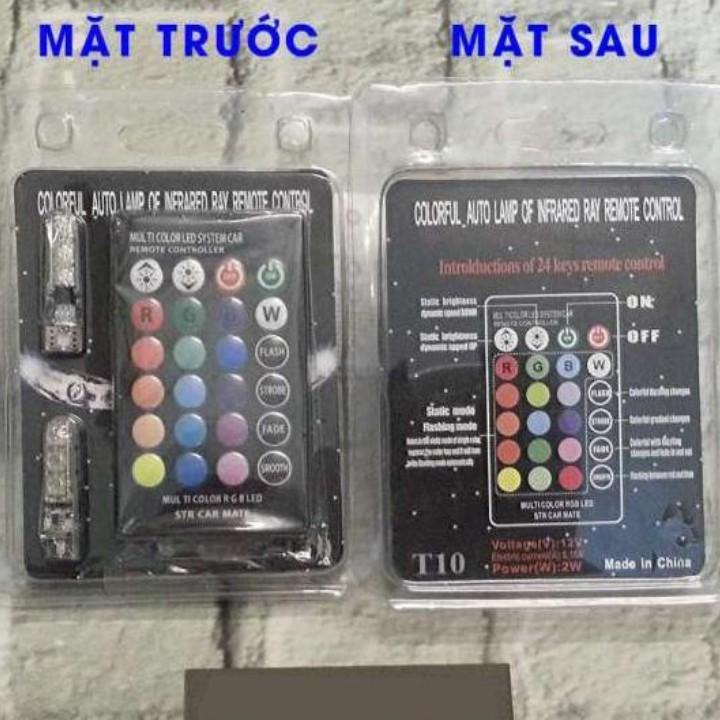️️ Bộ đèn LED RGB demi điều khiển màu chế độ nháy, sáng chuẩn T10 12v 206669