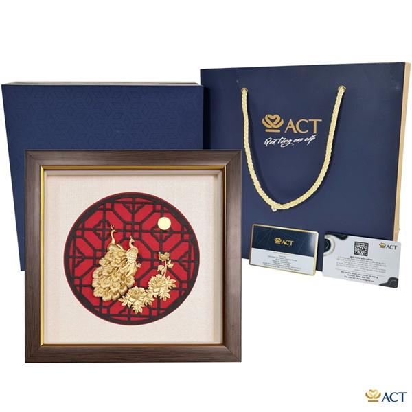 Tranh công và bông hoa mẫu đơn 24x24 cm - Mẫu 1