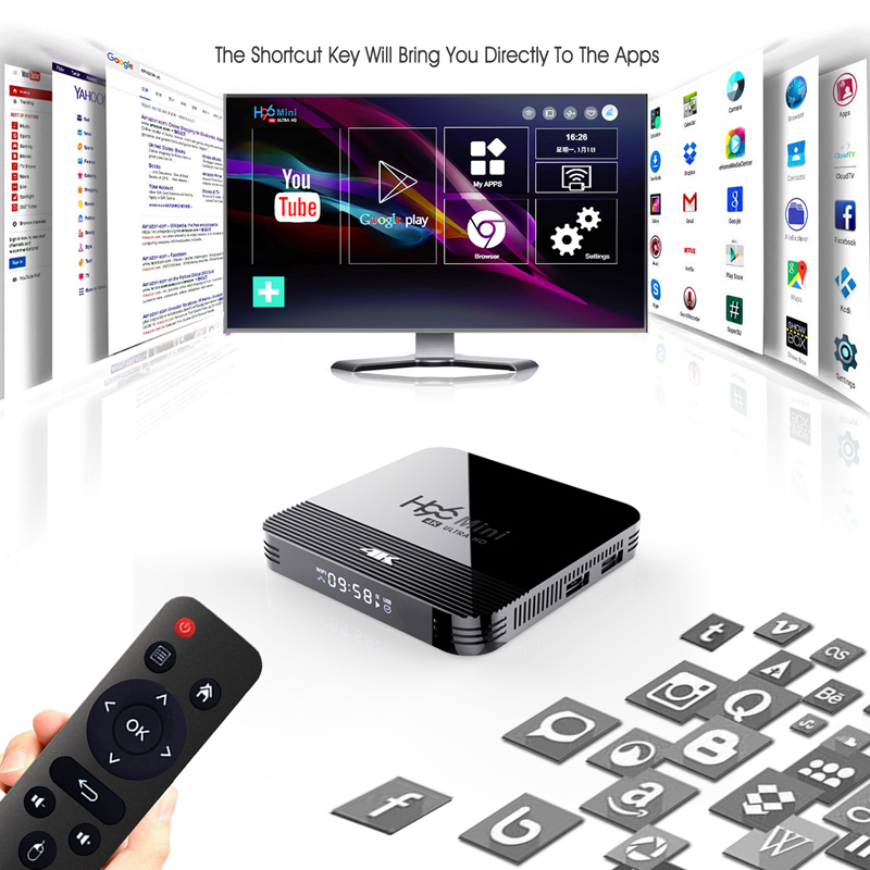 Android TV BOX, tivi box RAM 2G, Bộ nhớ 16G, xem phim 4K, hỗ trợ tính năng tìm kiếm bằng giọng nói mới nhất hiện nay H96MINIH8