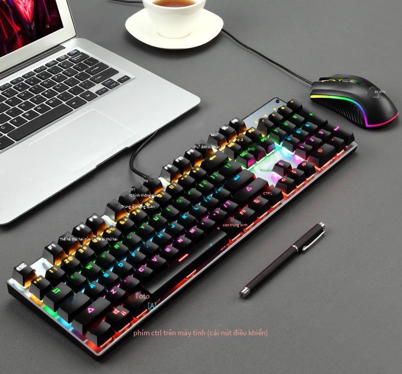 Giá thấp nhất mới bàn phím cơ chuột bộ GT30 trò chơi máy tính bàn phím có dây 87 phím trục xanh phím đầy đủ không bấm lỗ