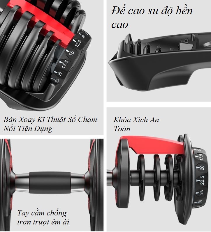 Một Bộ 2 Tạ Tay 48kg ,mỗi bên 24kg Điều Chỉnh Khóa Số Tự Động Loại Cao Cấp Có Khay đựng