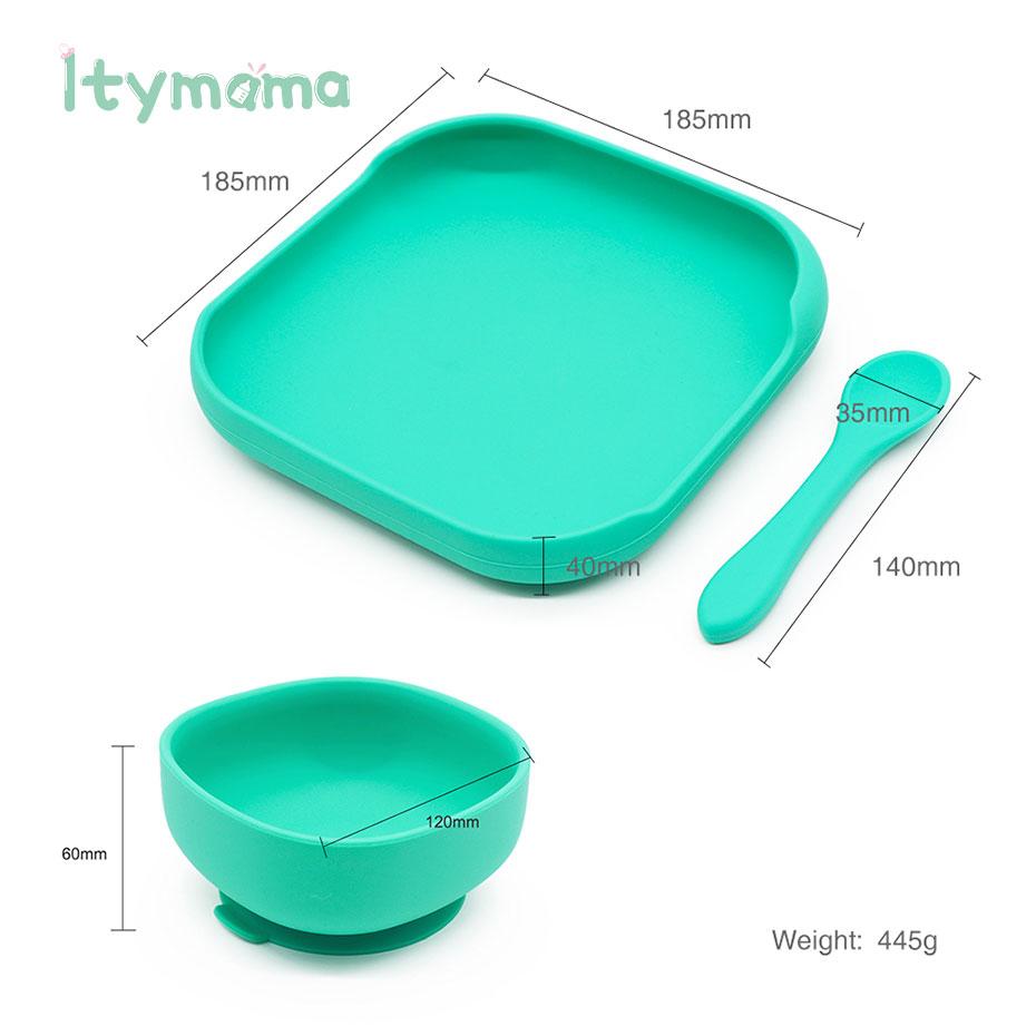 Cho Bé Ăn Silicone Bộ Ốp Tô Cho Bé Đĩa Thìa Silicone Trẻ Em Bộ Đồ Ăn Kid Chén Ăn Chống Thấm Nước Bát Ăn Cho Bé