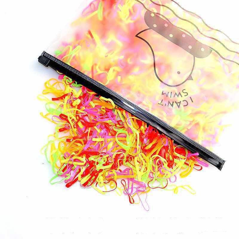 Túi 1000 Dây Chun Set 1000 thun buộc tóc cho bé nhiều màu cute siêu dễ thương