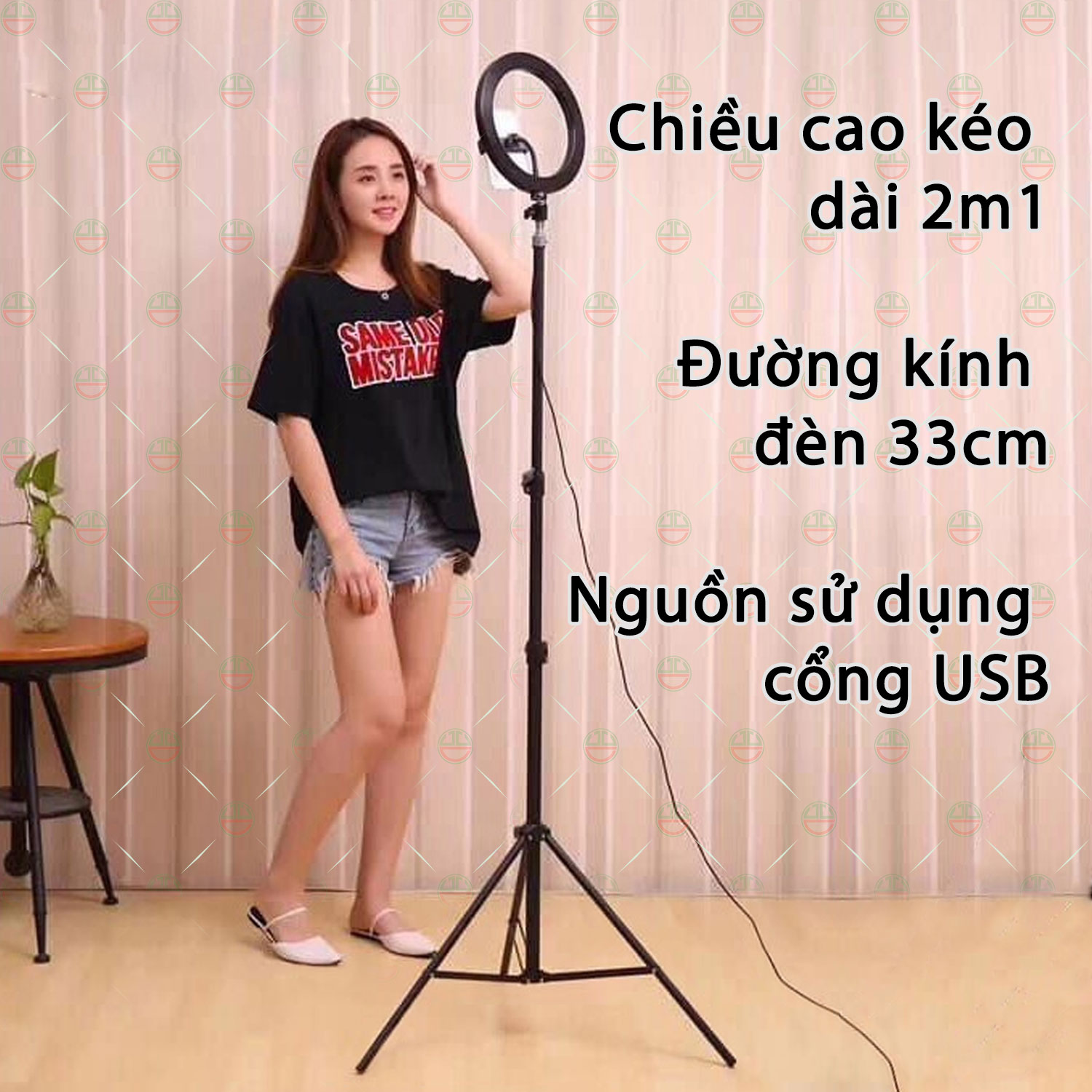 (Loại Chuẩn) Bộ Đèn LedRing LiveStream Cỡ 33cm Cao 2m1 KhoNCC Hàng Chính Hãng - Phù Hợp Idols , YouTube, Tiktok, Thẩm Mỹ Viện Phun Xăm, Bán Hàng - KLM-LEDRING33CM-FULL (Đen Trắng)