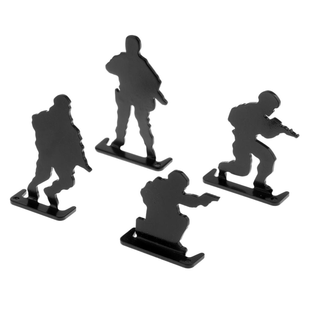 4pcs Metal Shooting Targets Plinking Target Mini Soldiers Silhouette Targets