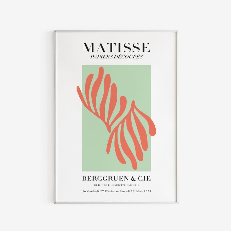 Tranh treo tường Tranh Matisse - Papiers Decoupes Poster - Green - Orange - Neutral Colors