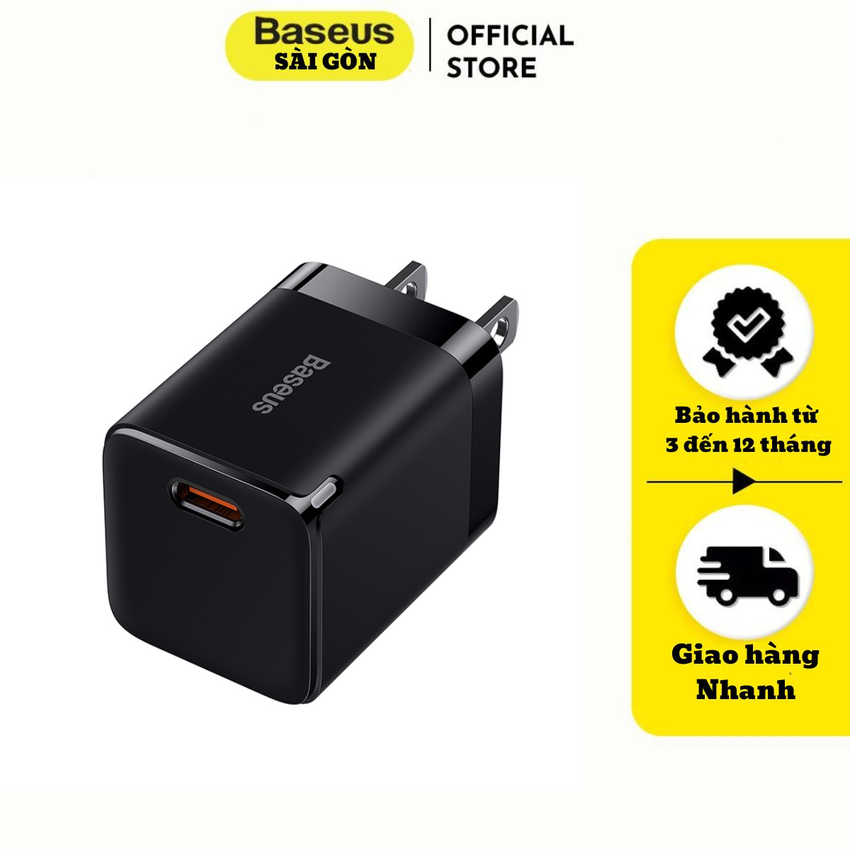 Củ sạc nhanh Baseus GaN3 1C 30W CCGN Quick Charger - Sạc nhanh, siêu nhỏ gọn - Hàng Chính hãng