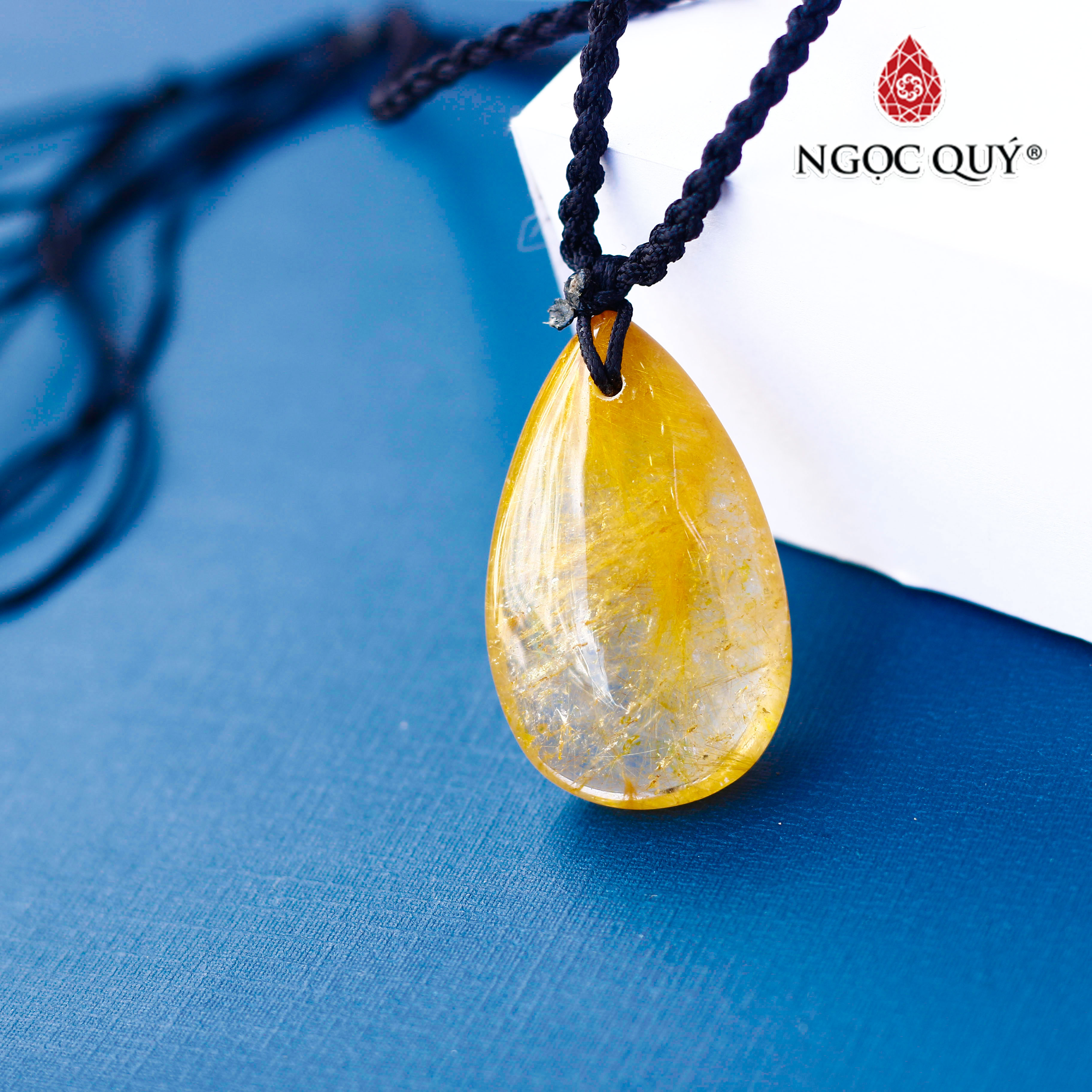Mặt dây chuyền hình giọt nước thạch anh tóc vàng - Ngọc Quý Gemstones