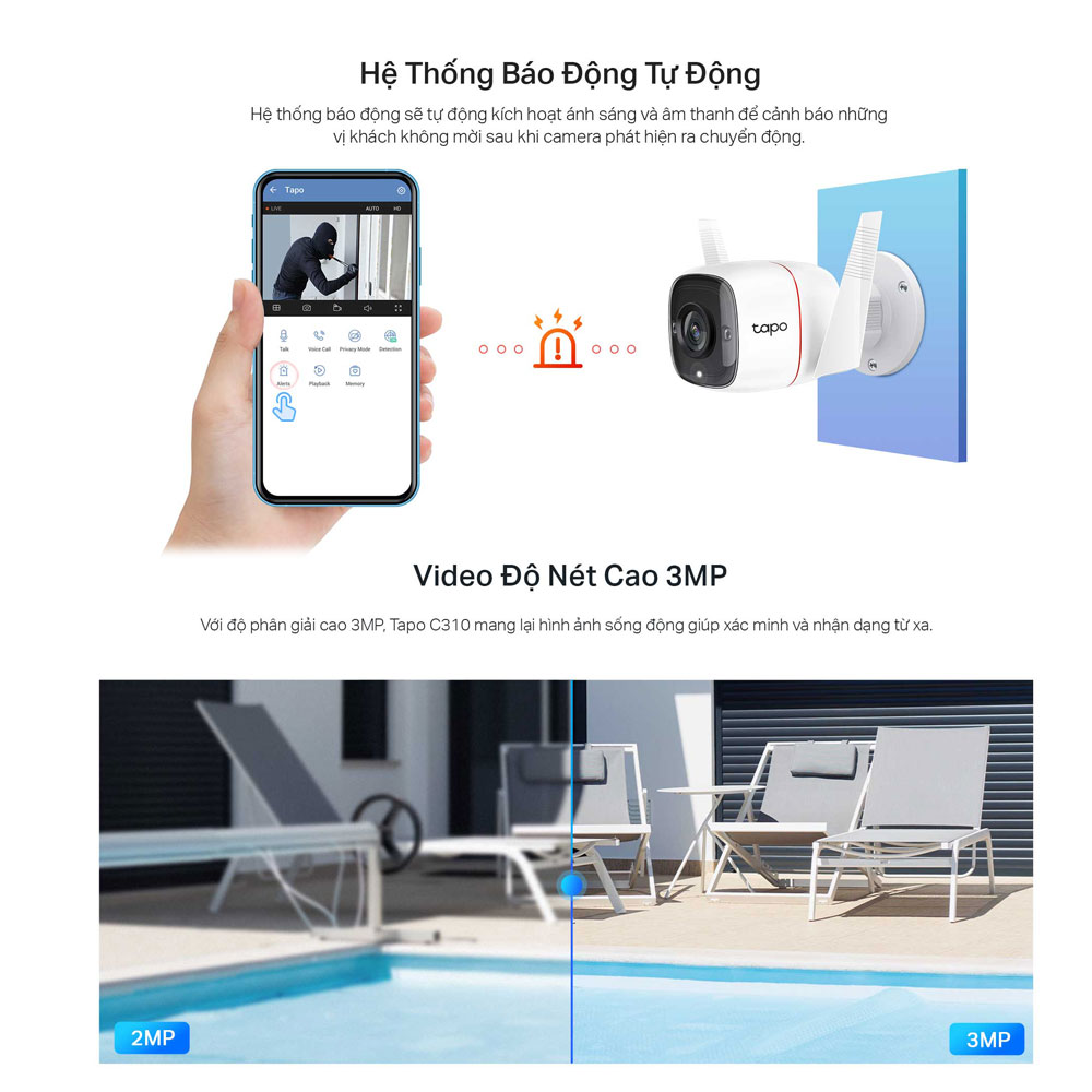 Camera Wifi TP-Link Tapo C310 3MP An Ninh Ngoài Trời - Hàng Chính Hãng