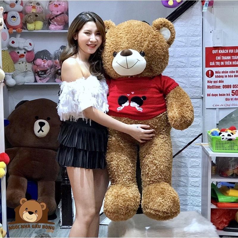 Gấu Bông Teddy lông xù kèm áo len