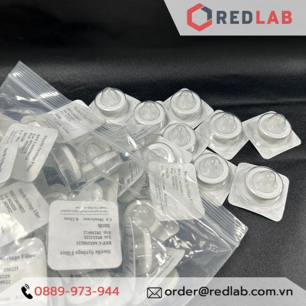 100 Đầu lọc Syringe CA tiệt trùng, đường kính 33mm, lỗ lọc 0.22µm và 0.45µm Finetech CA033S022I và CA033S045I