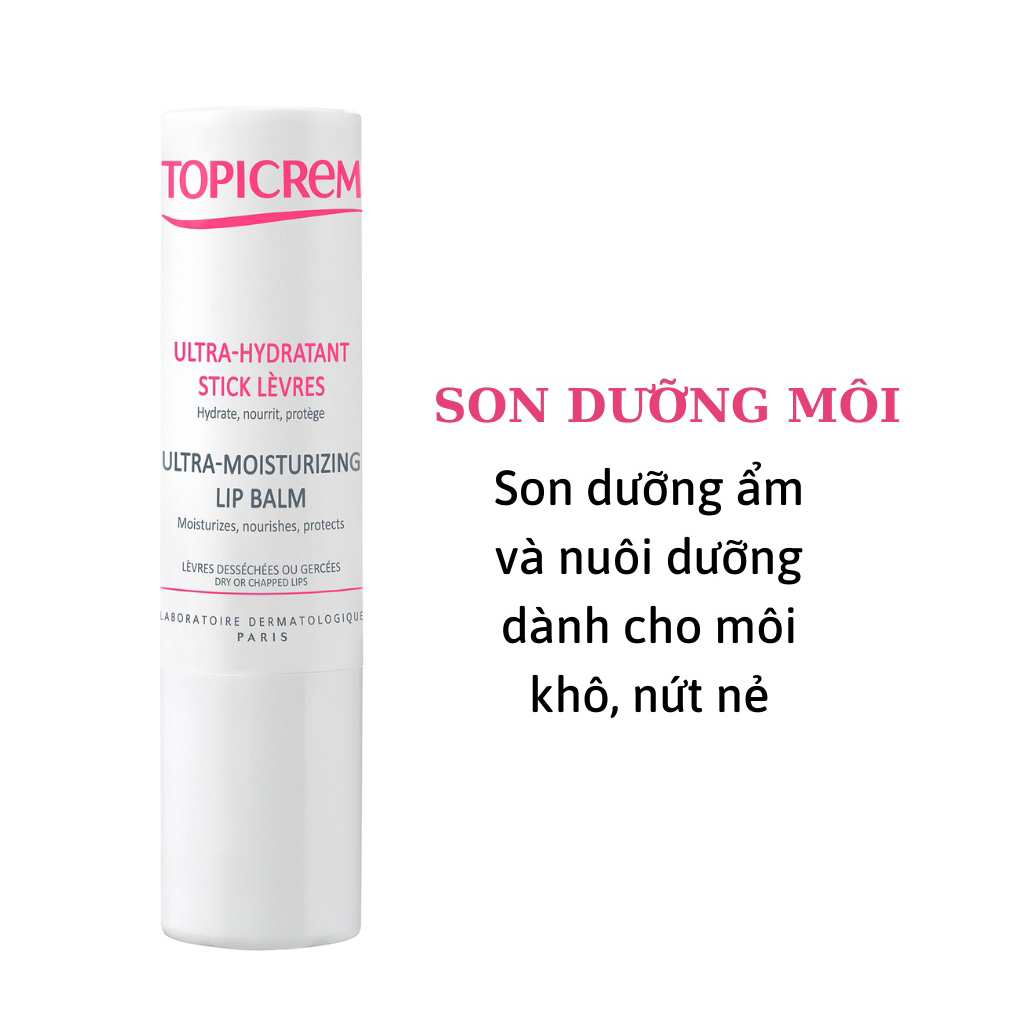 Son dưỡng ẩm, tái tạo, làm giảm nứt nẻ môi Topicrem Ultra Moisturizing Lip Balm 4g