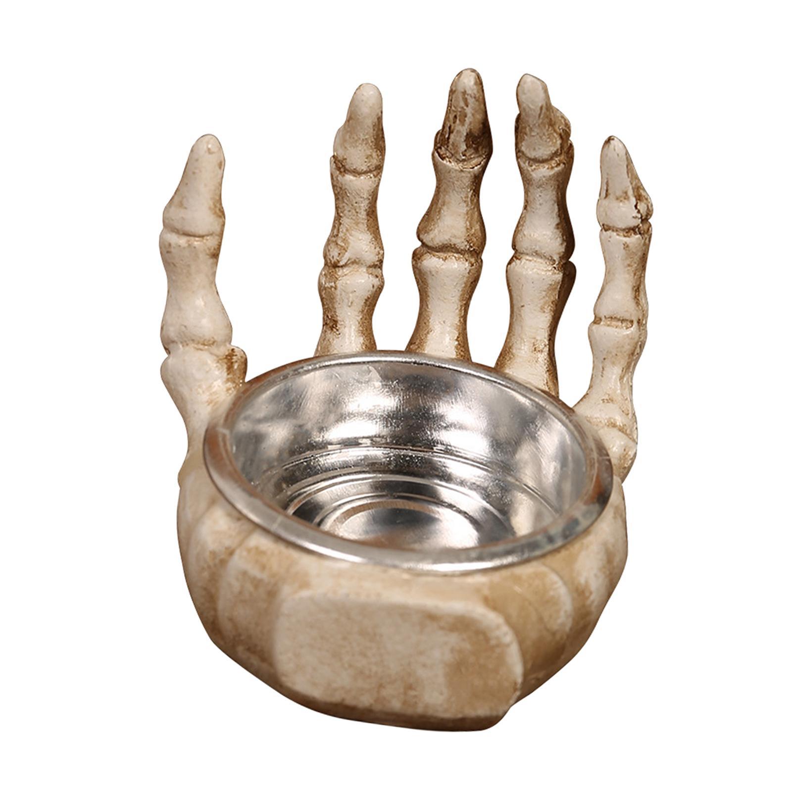 Halloween Skulls Candle Holder Candle Stand Human Skeleton Pillar Candle Holder for Haunted House Spooky Bar Holiday Table Centerpiece Party